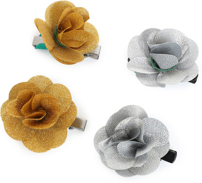 

SVAZ Floral Crystal Combo of 4 Hair Pins Hair Clips for Girls and Women Hair Pin(Gold)