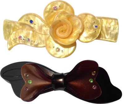 

Shreya Collection Combo of 2 Multicolour Shiny Hair Ponytail Barrette Clutcher Clip Alligator Buckle - 10068.19 Hair Clip(Multicolor)