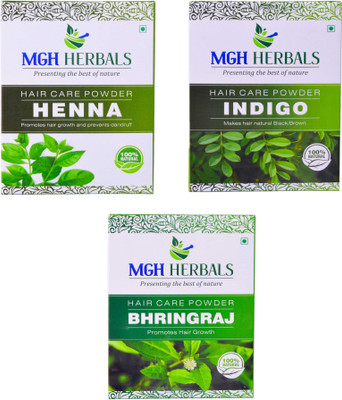 

MGH Herbals Henna, Indigo and Bhingraj Powder Pack of 3 (Each 100gm)(300 g)