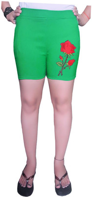 

Rzlecort Short For Girl's Casual Solid Cotton(Green, Pack of 1