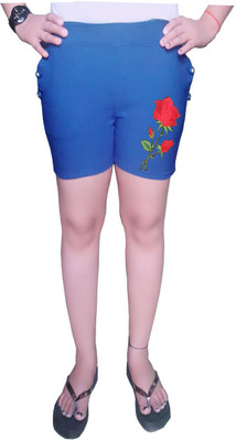 

Rzlecort Short For Girl's Casual Solid Cotton(Blue, Pack of 1