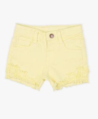 

PINK & BLUE by fbb Short For Girls Casual Embriodered Cotton, Polyester(Yellow, Pack of 1