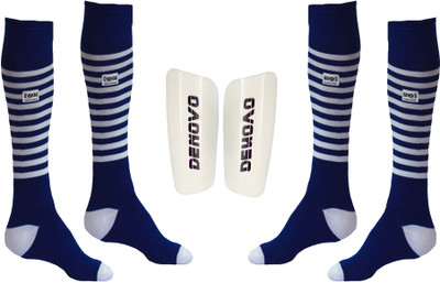 

DeNovo Football Kit (One Pair Large Shin Guard + Two Pairs Lycra Striped Knee Length Football Socks) Football Kit
