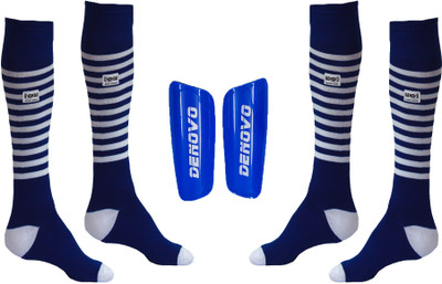 

DeNovo Football Kit (One Pair Large Shin Guard + Two Pairs Lycra Striped Knee Length Football Socks) Football Kit