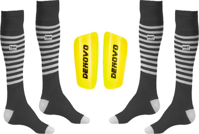

DeNovo Football Kit (One Pair Large Shin Guard + Two Pairs Lycra Striped Knee Length Football Socks) Football Kit