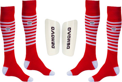 

DeNovo Football Kit (One Pair Large Shin Guard + Two Pairs Lycra Striped Knee Length Football Socks) Football Kit