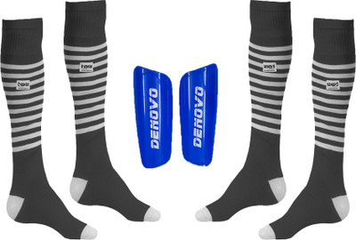 

DeNovo Football Kit (One Pair Large Shin Guard + Two Pairs Lycra Striped Knee Length Football Socks) Football Kit