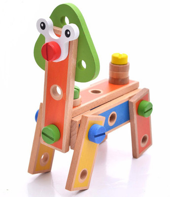 

Tickles Wooden Children 45 Pieces of Cartoon nut Combination Puzzle Multifunctional Assembling Model Building Kits 30 cm 3 yrs Plus(Multicolor)