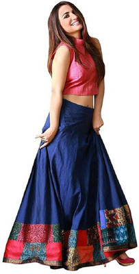 ACTIVE Digital Print Semi Stitched Lehenga & Crop Top(Blue)