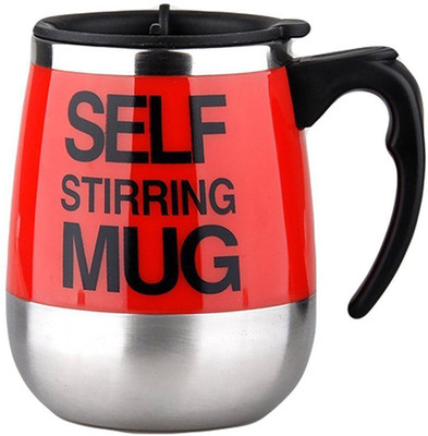 

ShopAis Self Stirring04 Stainless Steel Mug(400 ml), Red