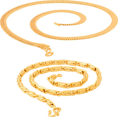 Fashion Frill Trendy Fancy Classic Broad Patta & Round Fisher Men Rhodium, Gold-plated Plated Brass Chain
