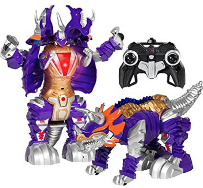 

HALO NATION Transformer Remote Control Robot Dinosaur Car w/USB Charger, Lights, and Sounds -Purple/Gold(Blue)