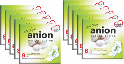 

Happy Time "Pure Anion" Sanitary Pads (8 pads) X 10 pkts Sanitary Pad(Pack of 80)