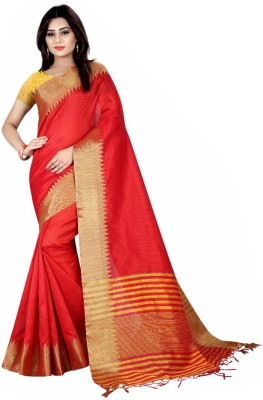 Stylish Sarees Self Design Kanjivaram Cotton Blend, Art Silk Saree(Red)