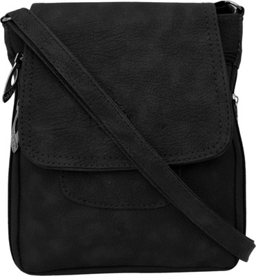 

capreo Women Casual Black PU Sling Bag
