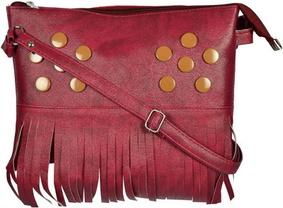 

Liger India Women Casual Maroon PU Sling Bag