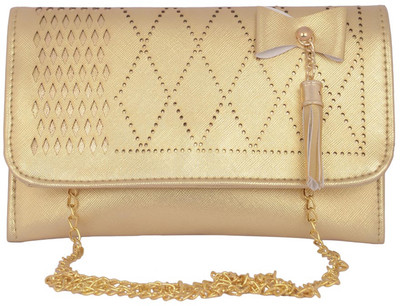 

Aliado Women Evening/Party Gold Leatherette Sling Bag
