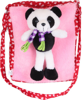 

Tickles Soft Toy Panda Sling Purse School Bag For Girls - 30 cm(Pink)
