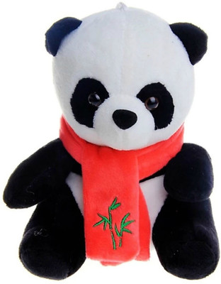 

Lata Sitting Panda With Red Scarf - 25 cm(Black, White)