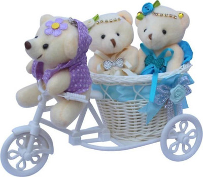 

Fun & Joy Valentine Special Couple of Teddy on Cycle - 12 cm(Multicolor)