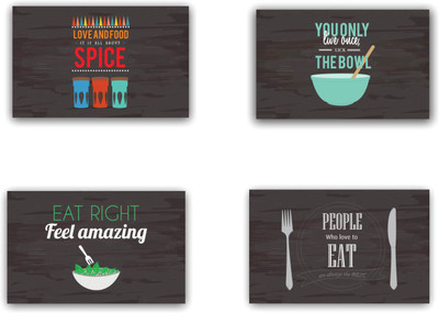 GIFTSMATE Rectangular Pack of 4 Table Placemat(Multicolor, Cotton)