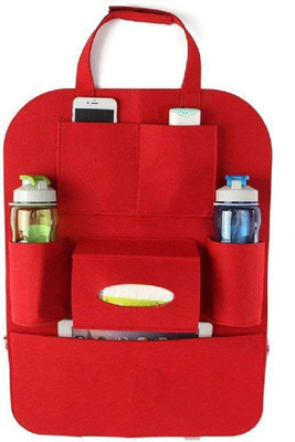 

ELEGANTSHOPPING Convenient Backseat Storage Bag Functional Organizer 6 Pocket Automotive Car Back Seat Organizer (Red)(Red)