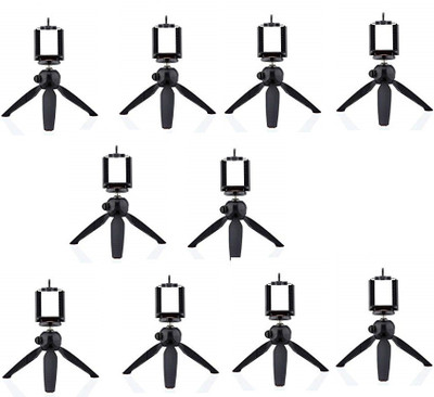 

FKU Set 10 Mini Pocket Tripod + Mobile Phone Holder Clip Tripod(Black, Supports Up to 700 g)