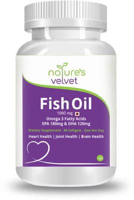 

Natures Velvet Lifecare Fish Oil Omega 3, 60 Softgels, 1000mg, Most Potent with More Omega 3 Content(60)