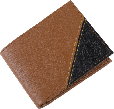 Brexit Men Tan, Black Artificial Leather Wallet(11 Card Slots), Black;tan