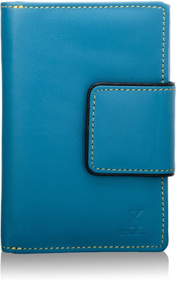 

K London Women Blue Genuine Leather Wallet(11 Card Slots)