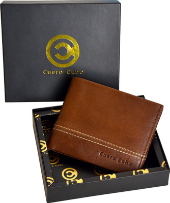 

Cuero Cubo Men Brown Genuine Leather Wallet(8 Card Slots), Dark brown