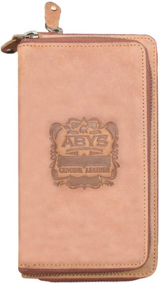 

ABYS Women Tan Genuine Leather Wrist Wallet(16 Card Slots)