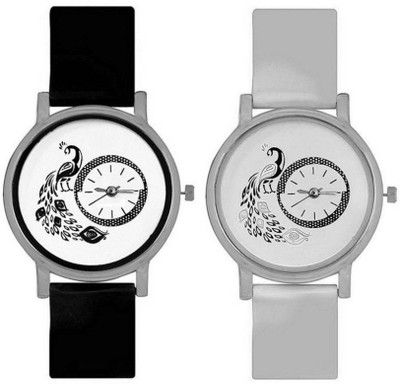 

Infinity Enterprise new stylist black and white peacock dial Watch - For Girls