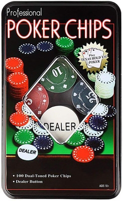 

Jonquin Professional Texas Hold'em 100 Dual Toned Poker Chips with Dealer Button(Multicolor)