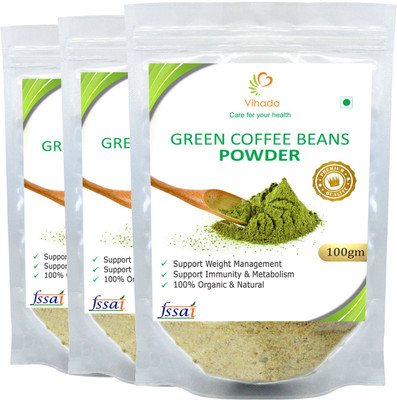 

Vihado Premium Quality 100% Natural Arabica Green Coffee Bean Powder, Unroasted, Arabica AAA+ - Instant Coffee 100 g(Pack of 3)