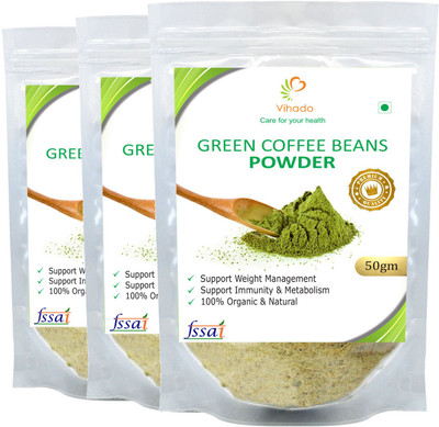 

Vihado Premium Quality Green Coffee Beans Organic Powder for Weight Loss - 100% Pure, Unroasted, Arabica AAA+ - Instant Coffee 50 g(Pack of 3)