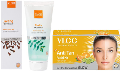 

VLCC Lavang moisturiser 100ml+Melia Face wash 80ml + Anti Tan Facial kit 60gm(Set of 3)