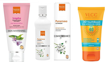 

VLCC Snigdha face wash 100ml+Purnarnava Astringent 100ml + 3D Boost sunscreen 50gm(Set of 3)