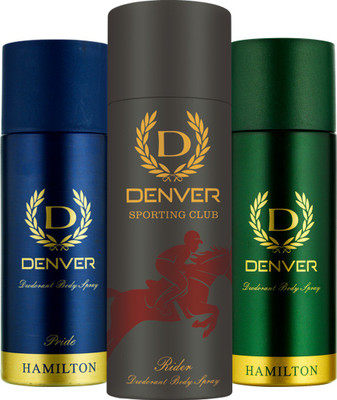

Denver Rider, Pride & Hamilton Deo Combo Deodorant Spray - For Men(495 ml, Pack of 3)