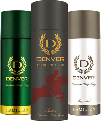 

Denver Hamilton, Imperial & Rider Combo Deodorant Spray - For Men(495 ml, Pack of 3)