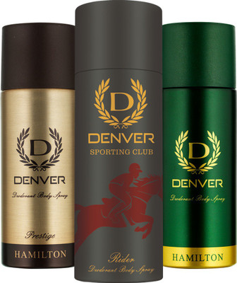 

Denver Hamilton, Prestige & Rider Combo Deodorant Spray - For Men(495 ml, Pack of 3)