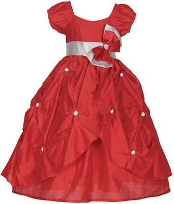 

Samsara Couture Girls Maxi/Full Length Party Dress(Red, Half Sleeve