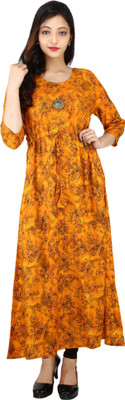 MOLI Casual Printed Women Kurti(Yellow)