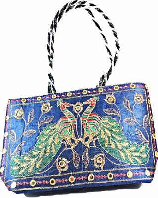 

ARe Women Evening/Party, Casual Blue Cotton, Silk Hand-held Bag