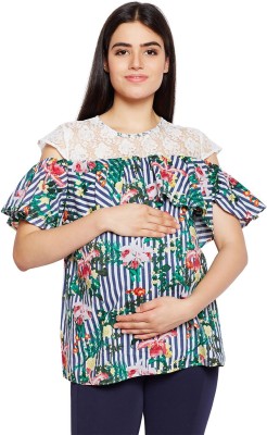 OXOLLOXO Casual Half Sleeve Floral Print Women Multicolor Top