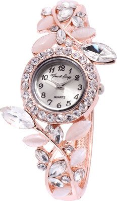 

French Loops Dream Girl White Stone & Crystal Studded Party Wear Bangle Bracelet(444) Watch - For Women