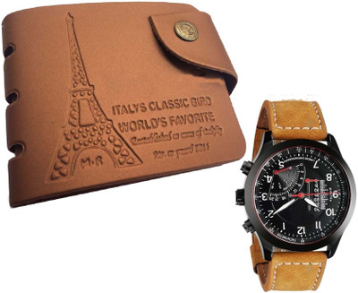 

Peacock Mundkar Wallet, Digital Watch Combo(Tan)