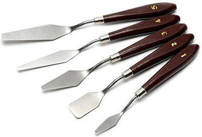

Marrywindix 5 Pcs Painting Mixing Scraper, Stainless Steel Spatula Palette Knife Oil Painting Accessories Color Mixing