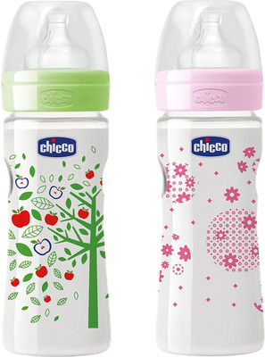 

Chicco 250ml Well-Being Feeding Bottle (Pack of 2) - 250 ml(Green, Pink)