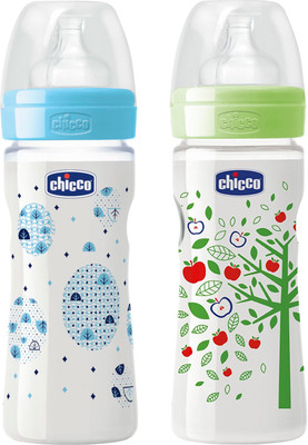 

Chicco 250ml Well-Being Feeding Bottle (Pack of 2) - 250 ml(Blue, Green)